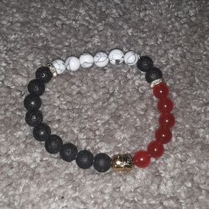 Volcano lava budda head bead bracelet 8mm